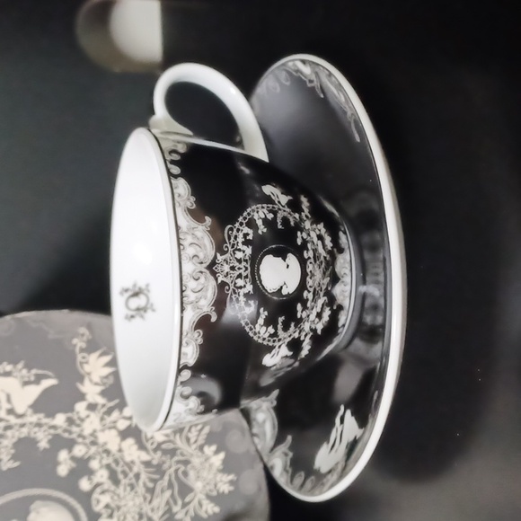 Spooky victorian porcelain coffee cup & saucer set goth gothic Plasticland - Picture 3 of 6